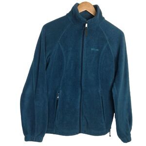 Columbia Womens Blue Long Sleeve Stand Up Collar Full Zip Fleece Jacket Size M